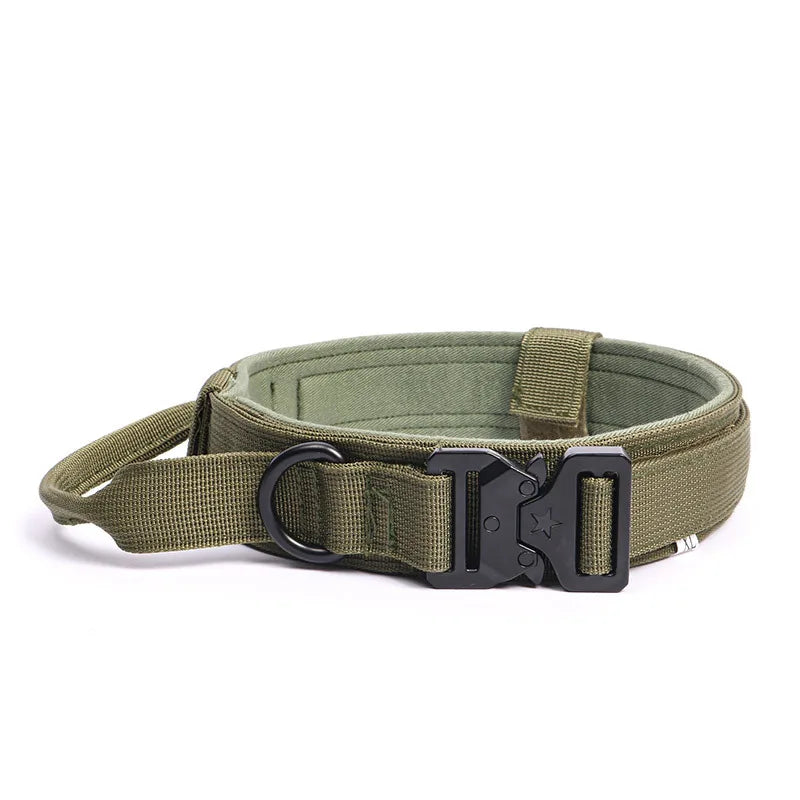 Tactical Dog Collar with Handle Heavy Duty Nylon Collar for Medium Large Dogs Adjustable Camo Pet Collar with Metal Buckle