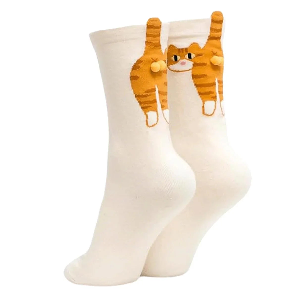 1/2 Pairs Cute Cat Socks with Balls Novelty Funny Animal Crew Cats Socks for Women Men Cats Lovers Gift