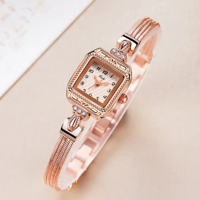 Elegant Lady Wristwatches Luxury Gold Square Dial Simple Casual Women's Watches Waterproof Stainless Steel Golden Girls Watches
