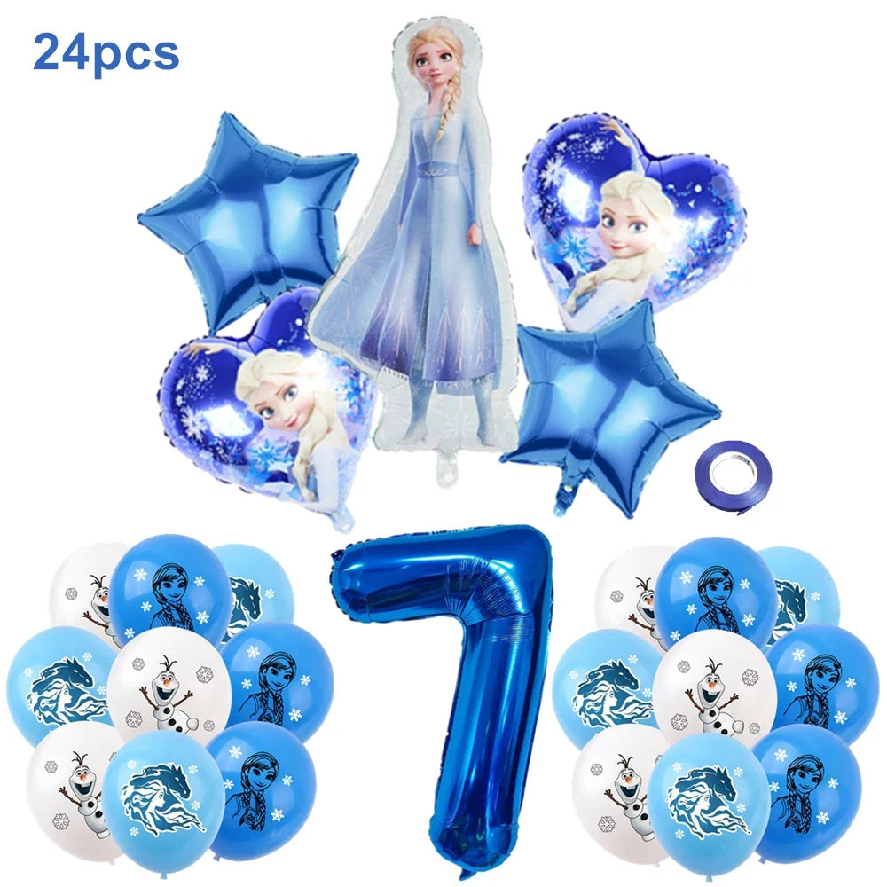 Frozen Anna Elsa Princess Birthday Party Decorations Balloon Disposable Tableware Party Supplies