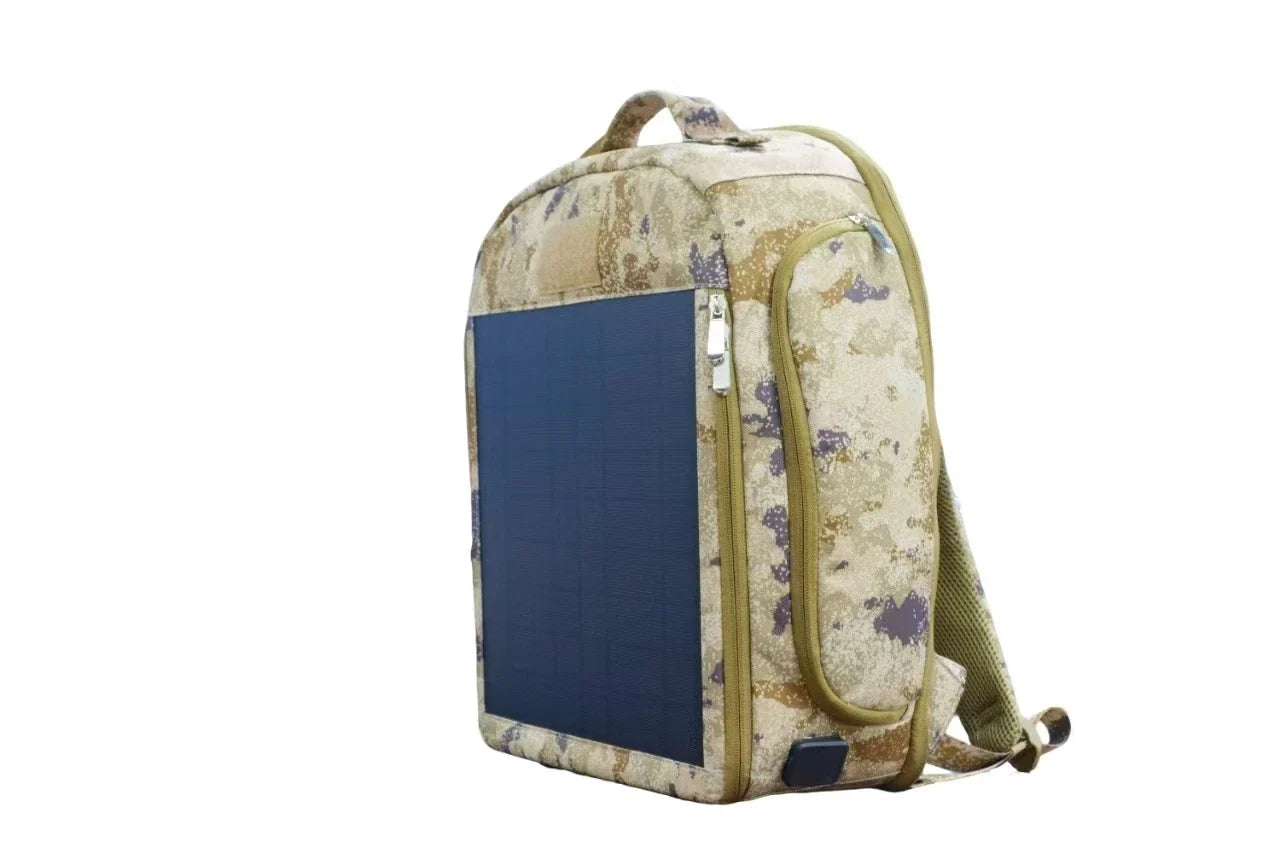 Solar Panel-Powered Backpack Waterproof Backup Power Pack With USB Charging Port For Hiking, Exploring