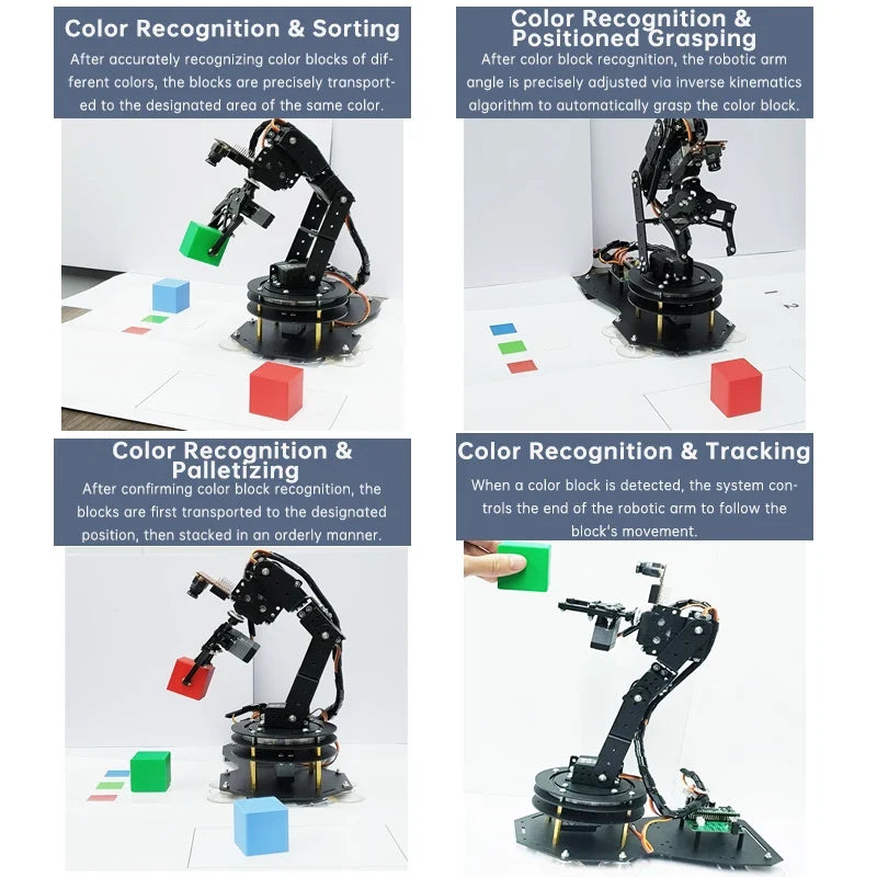 6 DOF Robotic Arm with Gripper Claw, PS2 Control, Metal Alloy, 20kg Servo, Compatible Arduino STM32 DIY Programmable Robot Kit