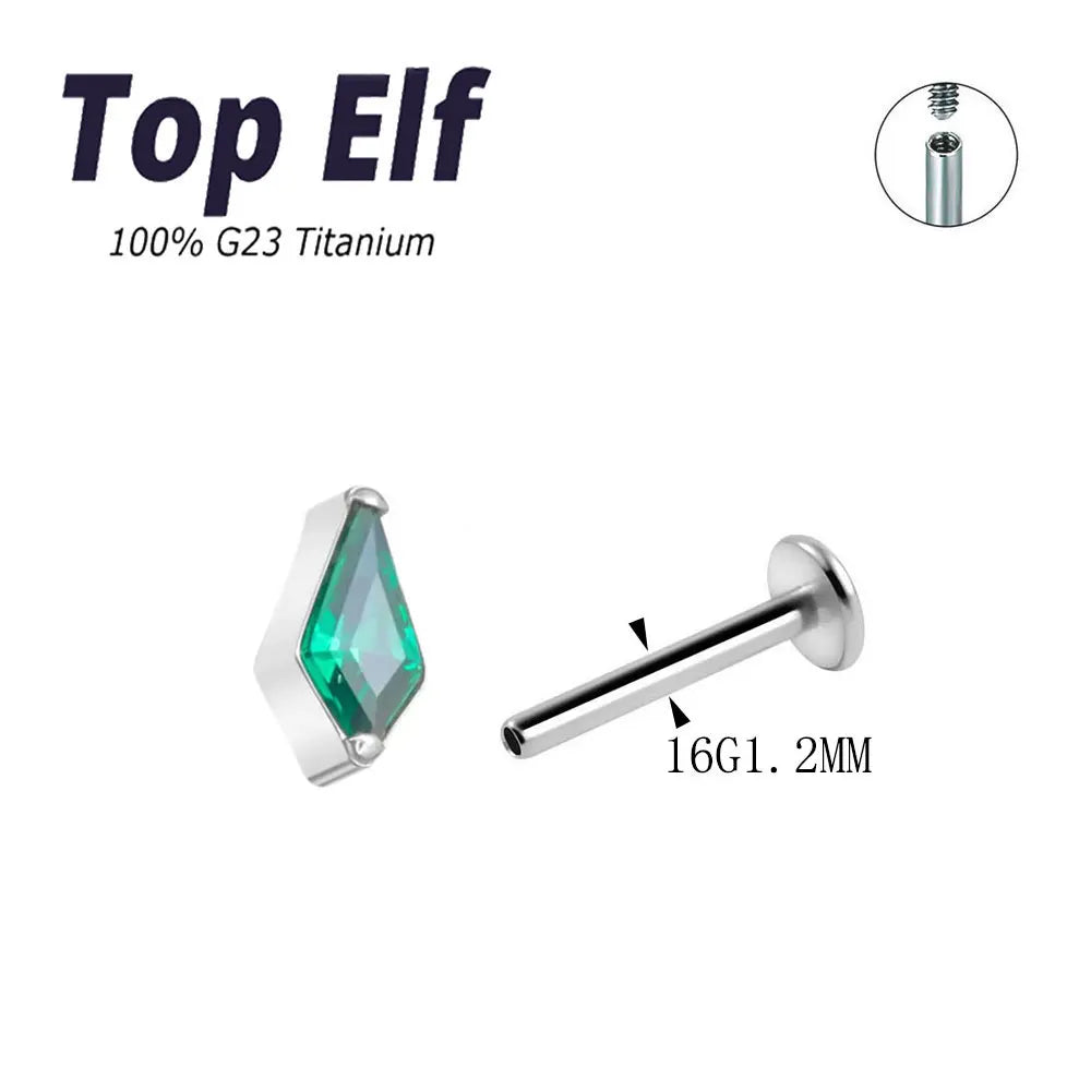 Top Elf ASTM F136 Implant Grade Titanium CZ Zircon Internal Threaded Ear Tragus Piercing Body Jewelry