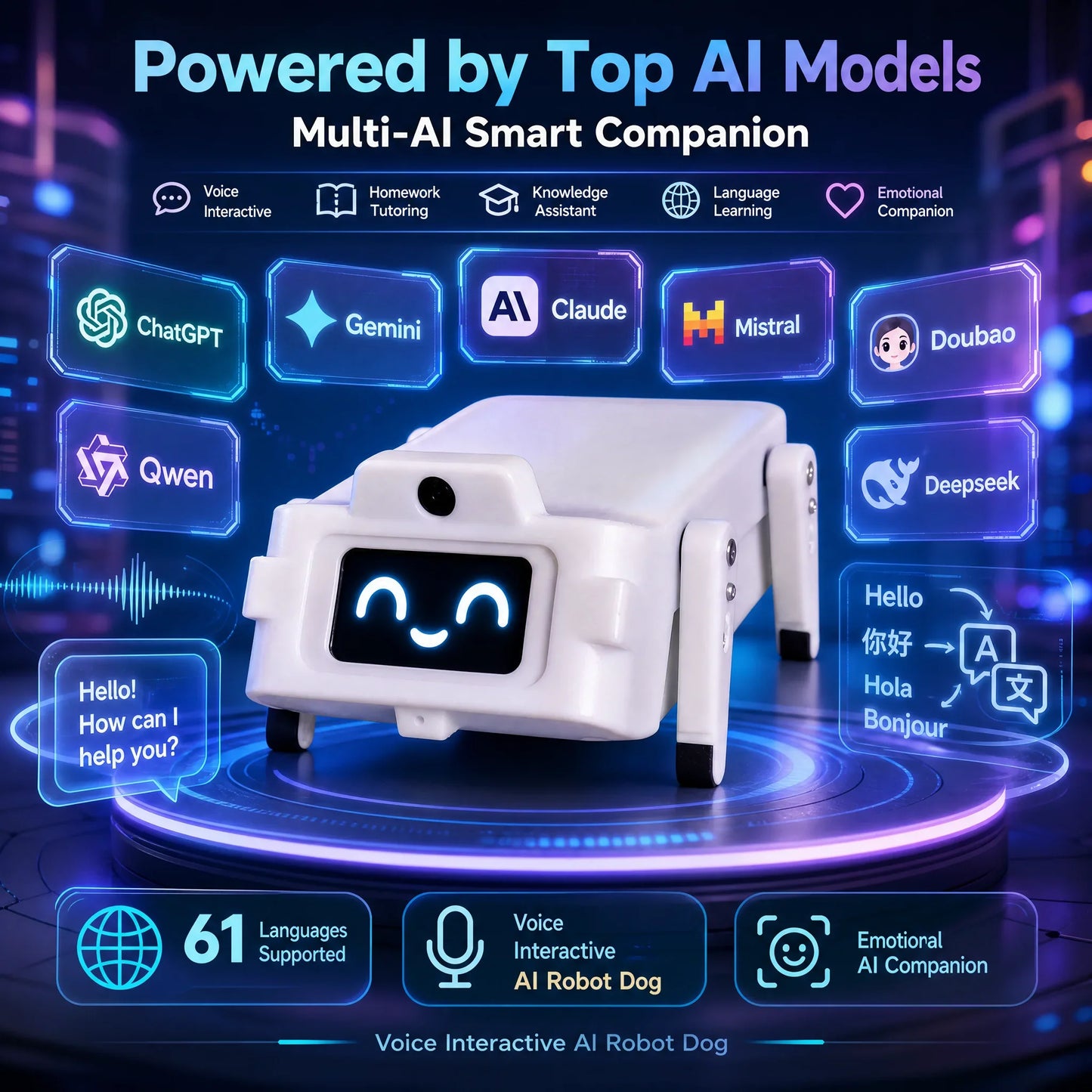 CLOUDRAKER Smart AI Companion Robot Dog Educational Toy Voice Interactive Action Control Story Telling Works with ChatGPT Gemini