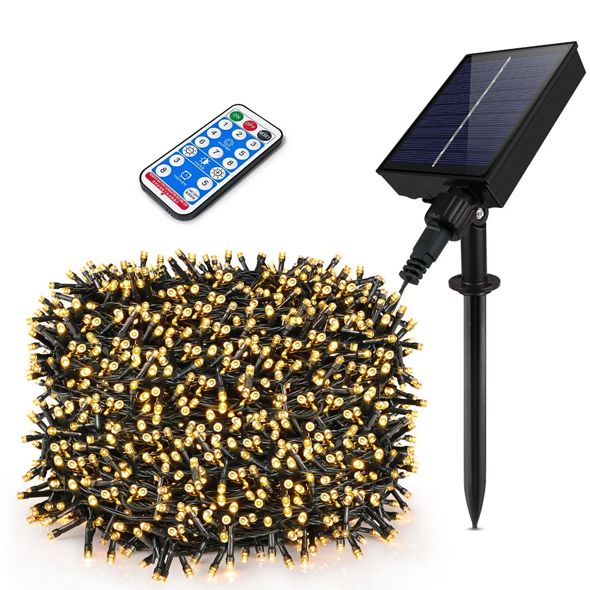 Solar Panel Fast Charge Outdoor String Fairy Light 100M 1000 LED Waterproof Large Lamp Christmas Garden Decor
