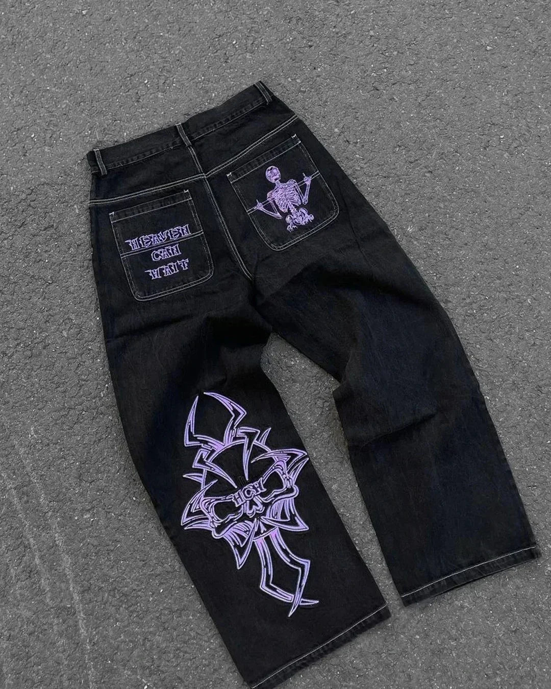 Street Y2K New Fashion Straight Loose Jeans Women Harajuku Casual Joker Low Waist Slim Mopping Wide-leg Pants Couple Punk Jeans