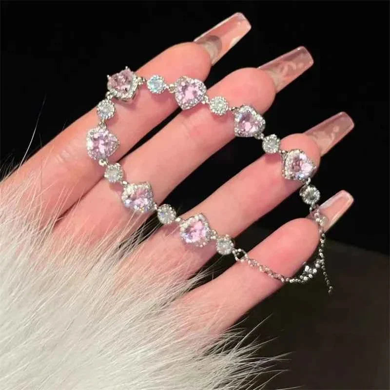 Pink Stone Heart Bracelet
