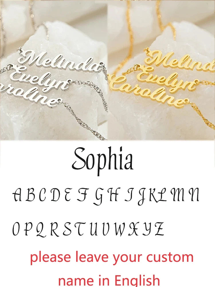 Custom Different Font Name Pendant Necklace for Woman Girls Stainless Steel Nameplate Personalized Choker Necklaces Jewelry Gift