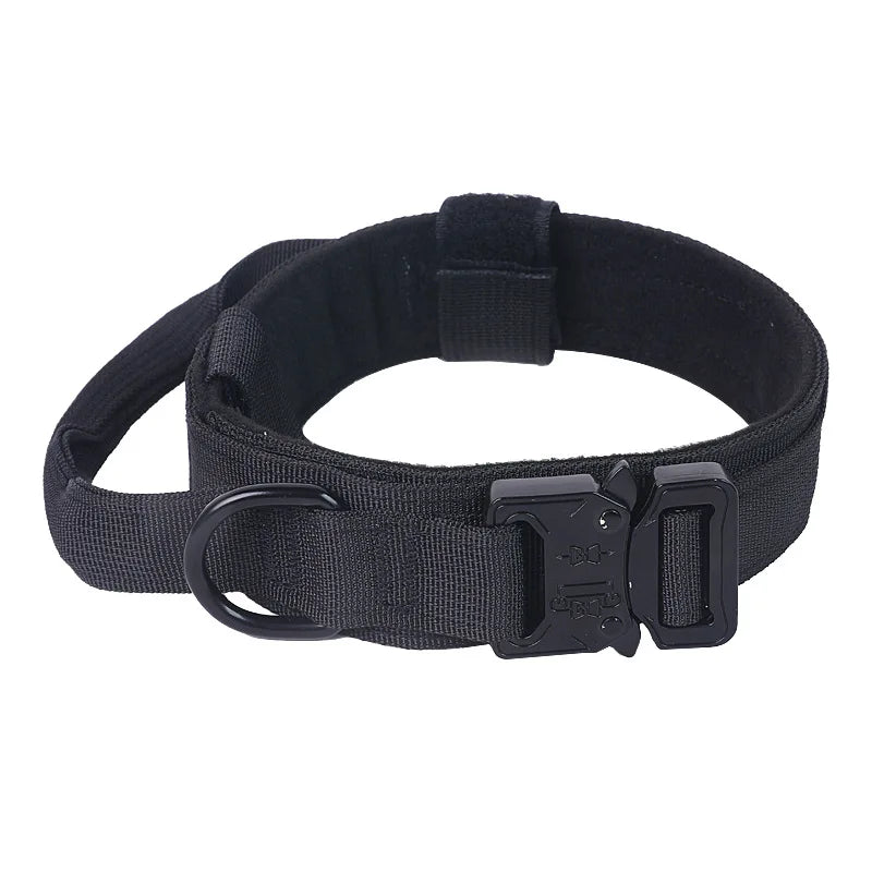 Tactical Dog Collar Adjustable Military Nylon Dog Collar with Control Handle and Heavy Duty Metal Buckle for Medium & Large Dog