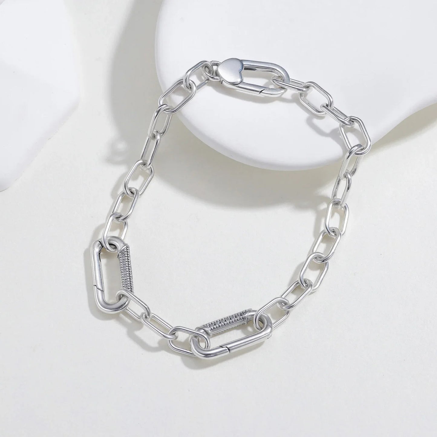 New Bracelet 925 Sterling Silver Diamond Clasp Me Bracelet Charm Beaded Women DIY Jewelry Make Holiday Hot Gifts