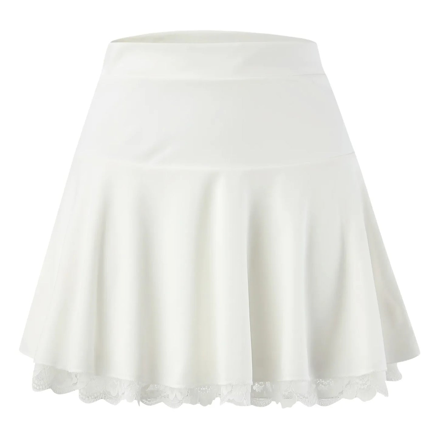 Lace Bottom Patchwork Double Layer Short Skirt For Women Slim High Waist Black Skirt Fladas Sport Workout White Pleated Skirt