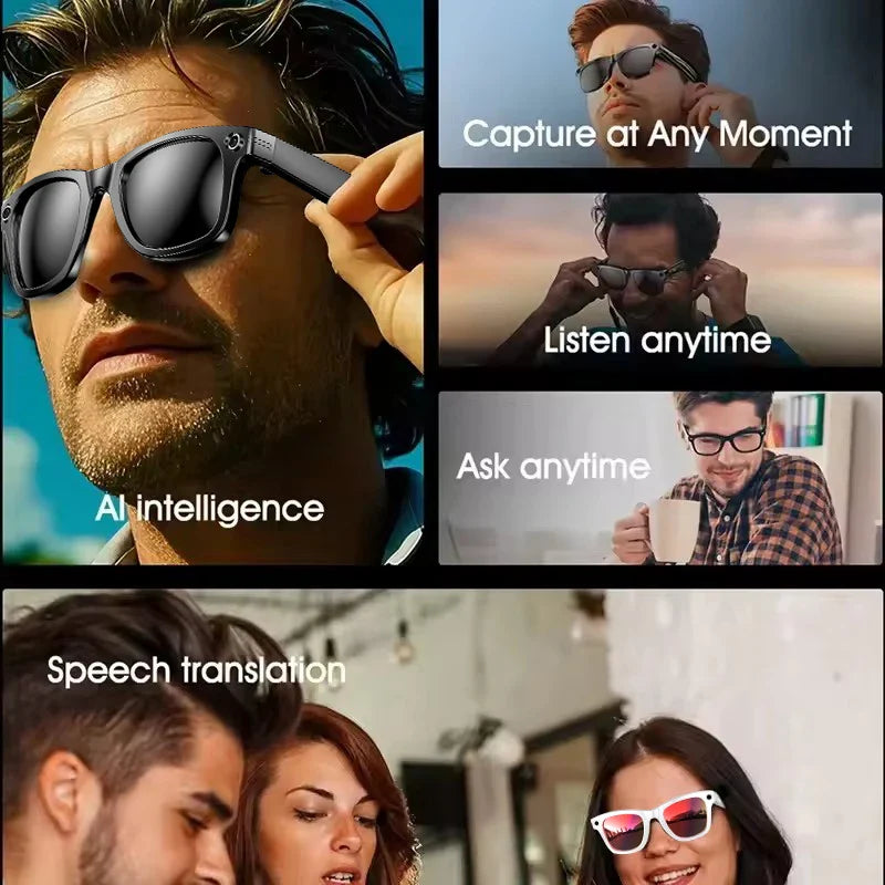 2026 New Upgrade Smart Glasses, With Camera, Video Recording, AI Photo Recognition, Bluetooth Call, Translation Voice, Sunglasses Man.