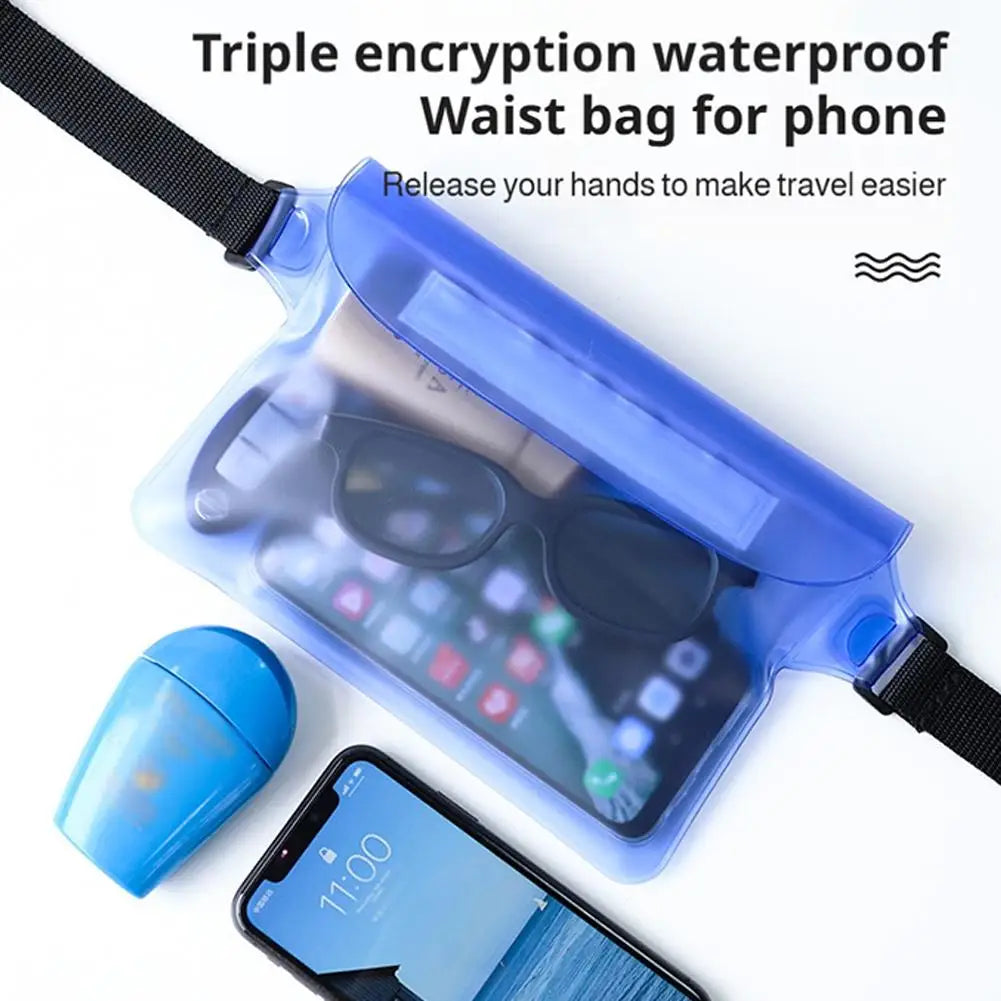 Swimming Waterproof Waist Bag Pack PVC Triple Sealed Beach Phone Case Outdoor Water Parties Watersports Drifting Diving Dry Bag