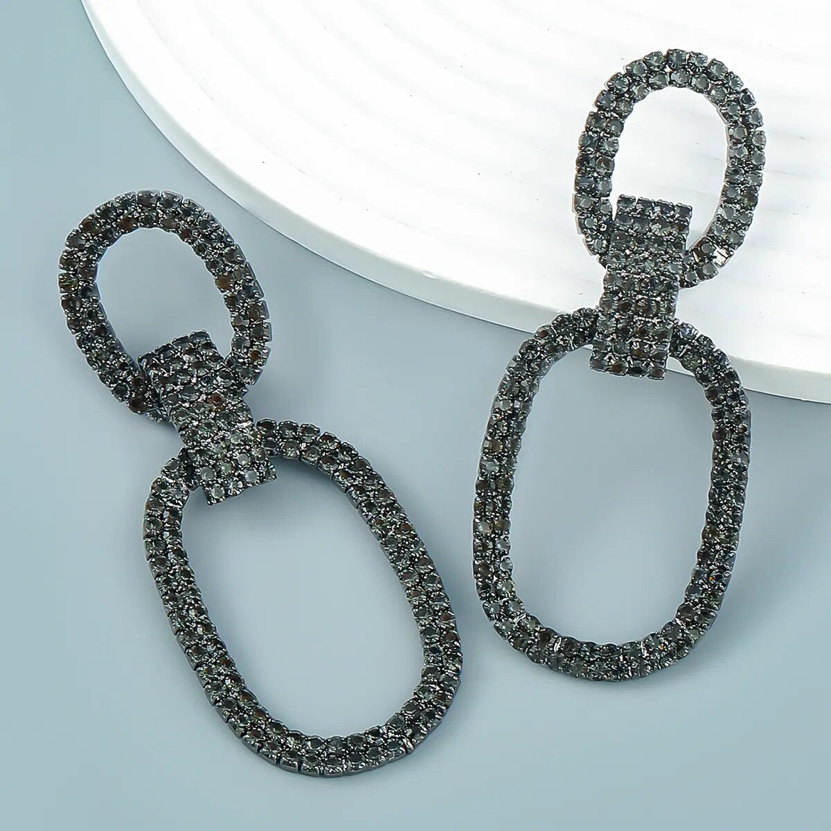 Fashion New  Shiny Double-Sided Hanging  Hollow Rhinestone Earrings Pendant Temperament  women's Jewelry