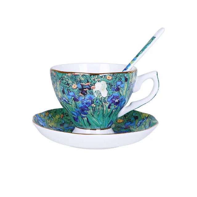 The New Van Gogh Art Painting Coffee Mugs The Starry Night Sunflowers The Sower Irises Saint-Remy Coffee Tea Set
