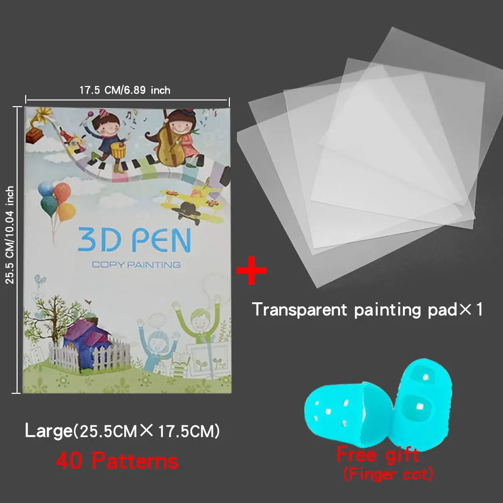 3D Printing Pen Drawing Book Reusable Colorful 22/40 Patterns Thick Paper Clear Plate Painting Template for 3D Pen Kid Gifts