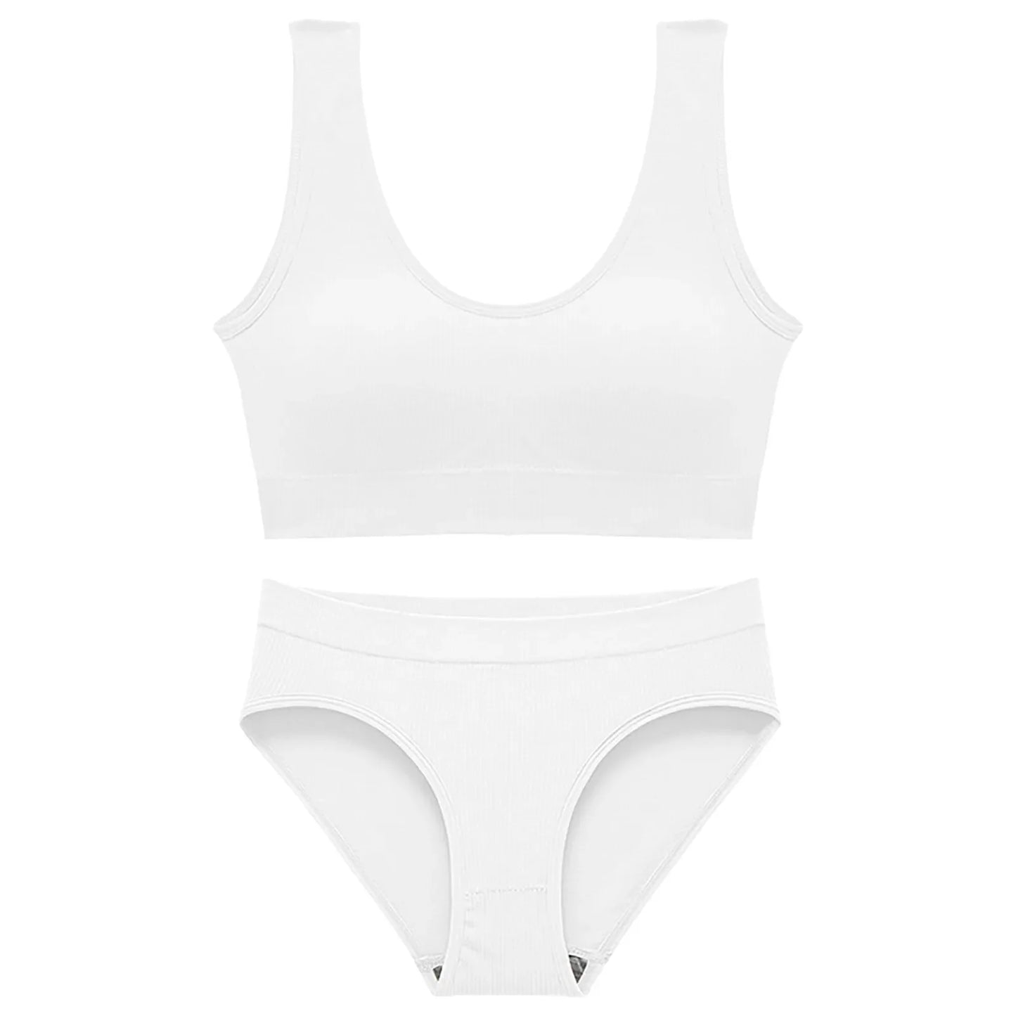 Women Seamless Bra Set Seamless Non Wire Brassiere High Waist Underwear Female Wide Shoulder Strap Vest Bras Set Women Underwear