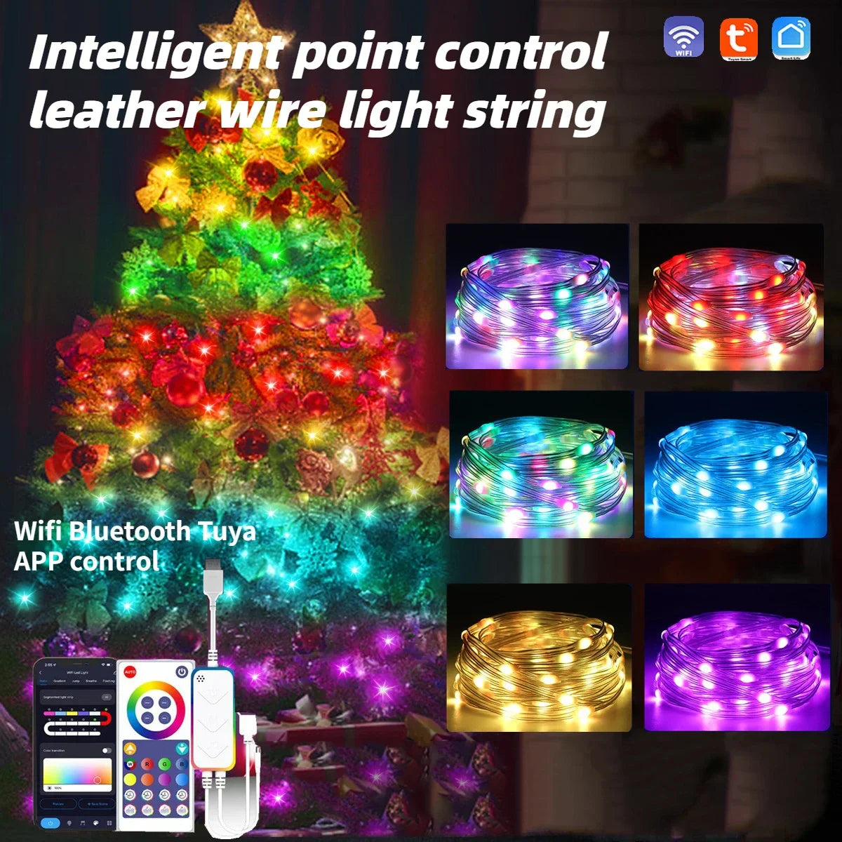 LED String Light Smart WIFI Bluetooth Tuya App Control Outdoor Fairy Lights For Navidad Garland Christmas Holiday Party Decor