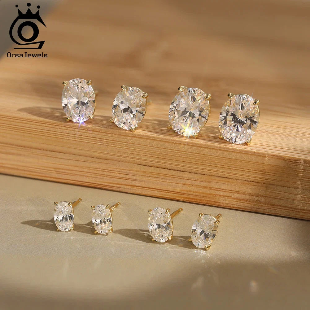 ORSA JEWELS Exquisite 925 Sterling Silver Zircon Earrings for Women Shiny 8A Premium Cubic Zirconia Earrings Party Jewelry LZE03