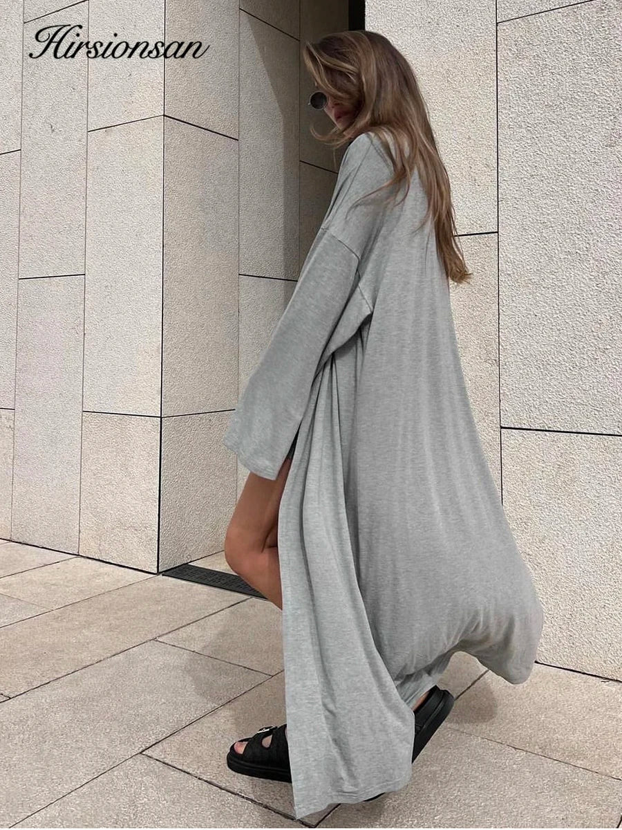 Hirsionsan Modal Soft Loose Sets Women Casual Two or Three Pieces Long Sleeve Cardigan & High Waist Dresses Outfits Tracksuit