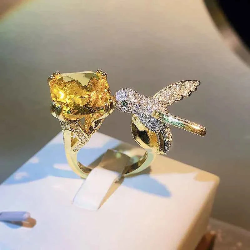 quamarine Hummingbird Ring