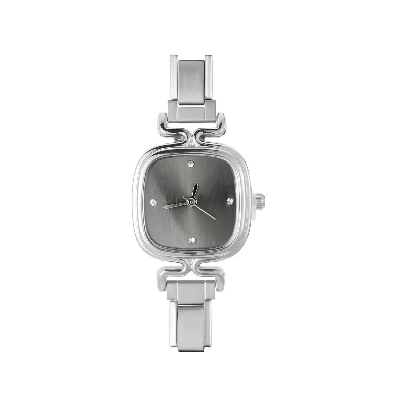 1PC 's Stainless Steel Round Simple Watch Bracelet Bangle for Friend