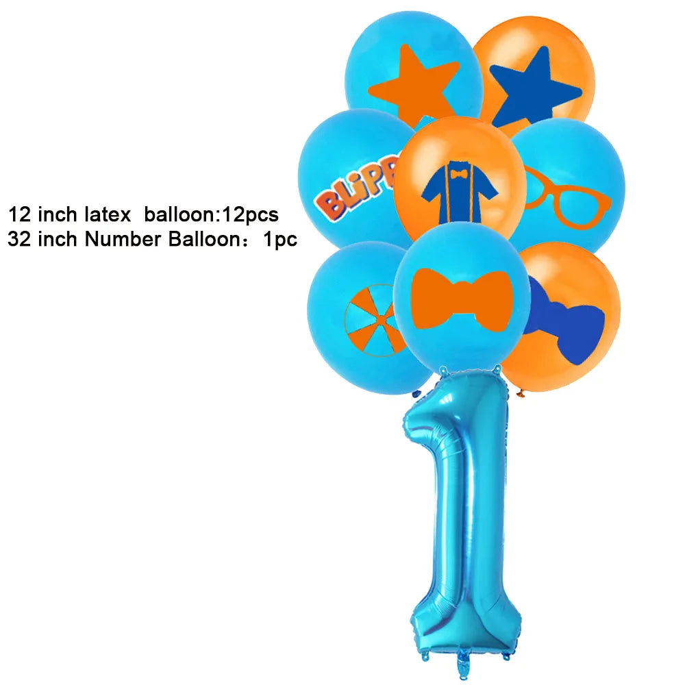 Bli-Ppi-Toy Theme Party Supplies Disposable Set Background Balloon Banner