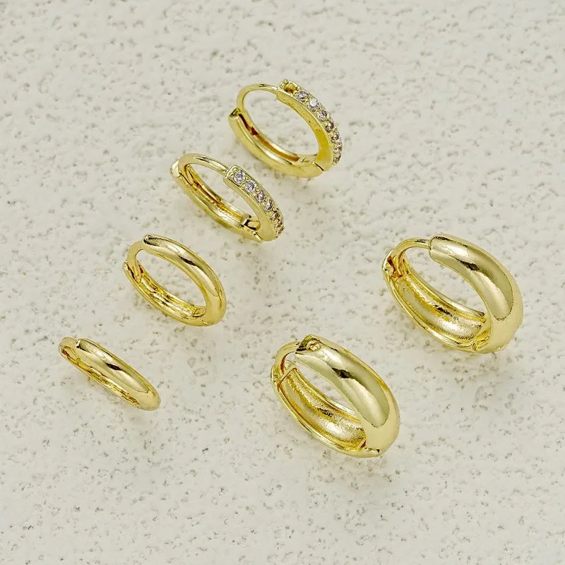 3 Pairs Stainless Steel Crystal Zirconia Hoop Earrings for Women