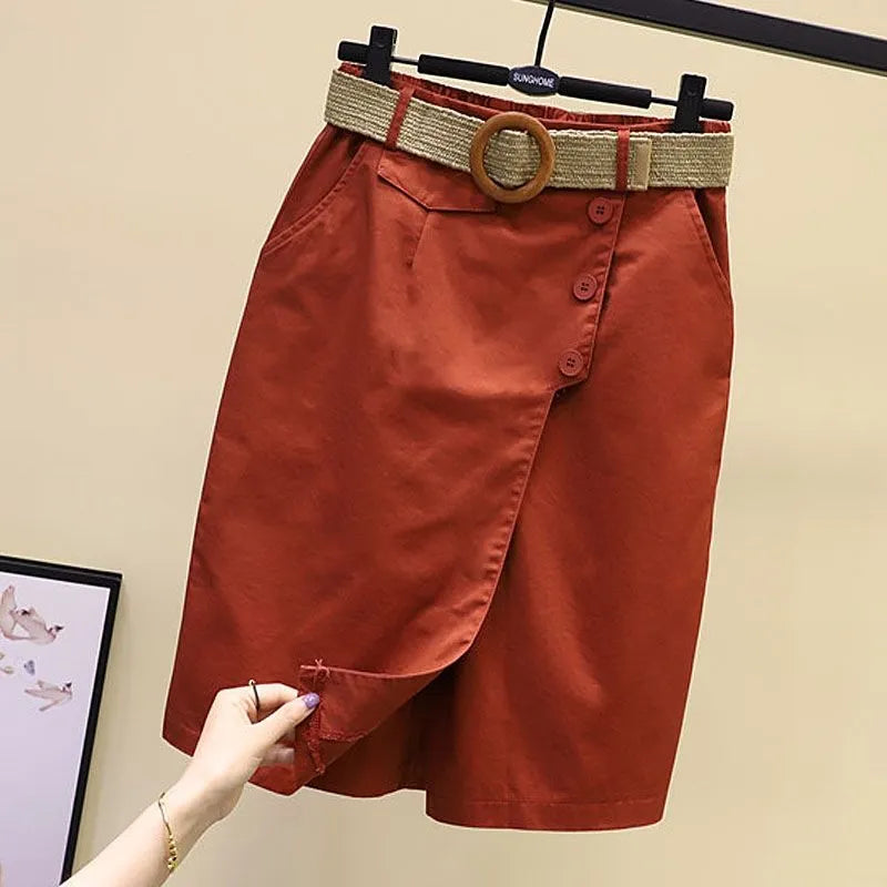 Skirt Pants for Women's Shorts 2023 Summer Wide Leg Blue High Waist A Line Pockets Woman Short Like Black Korean Fashion Culotte