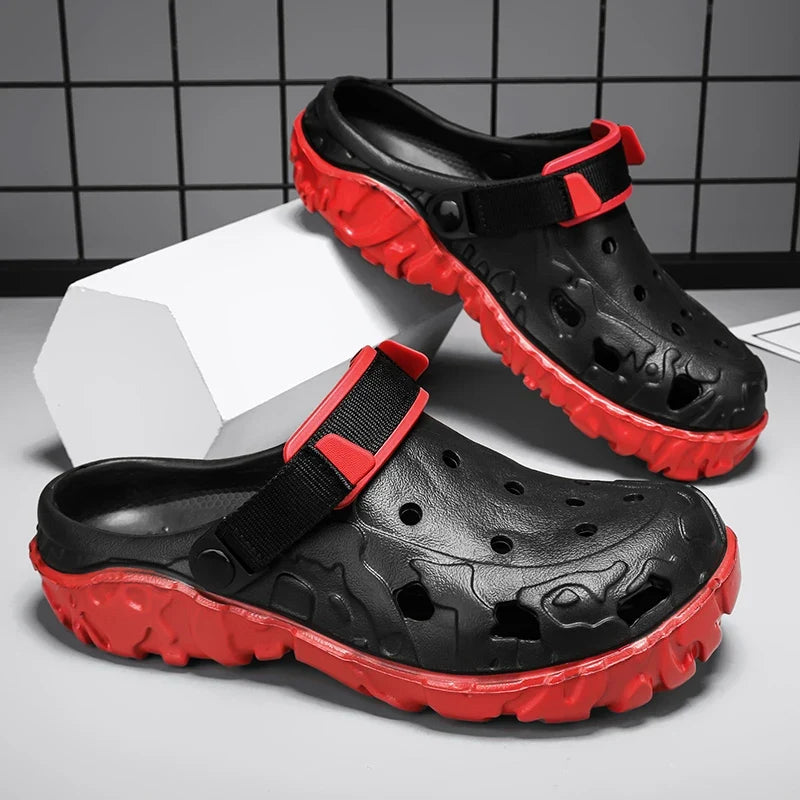 2025 Sandals for Men Black Red Breathable Home Slippers Outdoor Fashion Garden Shoes Clogs Couple Beach Shoes Women Sandals