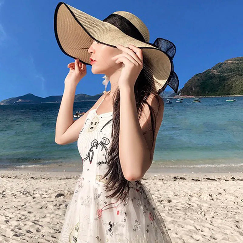 MAXSITI U Summer Straw Hats Bowknot Steamer Breathable Sun Hat Women Holiday Beach Hat Sun Protection Cap Visor Hat sombreros