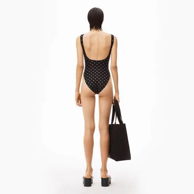 2024 Luxury Brand Women's Bikini Wang Swimsuit Sexy One-piece Swimsuit Women's Gold Print Monokini Beach Swimsuit