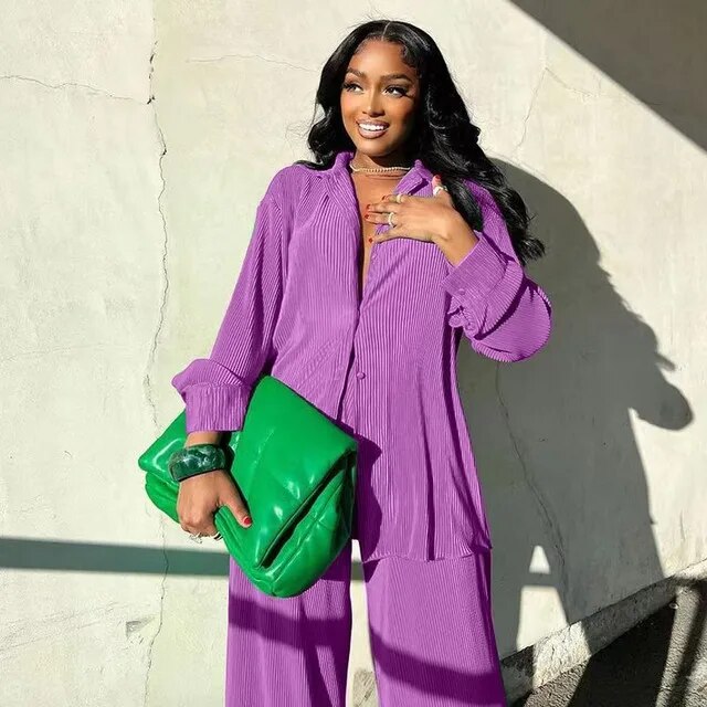 Women's Orange Long Sleeve Shirt Suit, Chiffon Tops, Wide Leg Pant, Sexy 2-Piece Set, Street Sweatsuit, Fitness Pit Strip Jacket