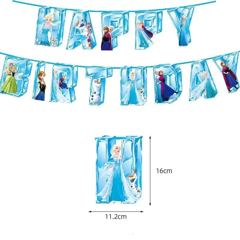 Frozen Anna Elsa Princess Birthday Party Decorations Balloon Disposable Tableware Party Supplies