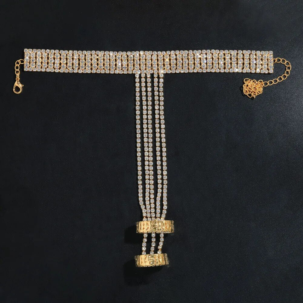 INS Shiny Crystal Multiple Rows Hand Finger Bracelets Jewelry for Women Rhinestone Charm Finger Rings Wrist Chain Bracelet Gift