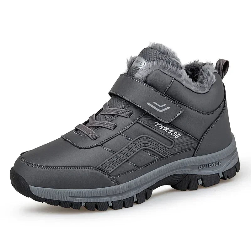 Winter Boots for Men New Waterproof PU Leather.  plush Non-slip  High-top Casual Shoes