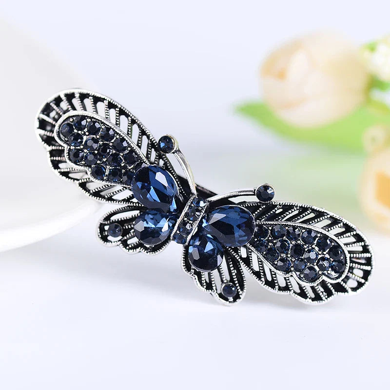 EASYA New Vintage Crystal Barrettes Hair Accessories Women Girls Elegant Butterfly Leaf Bowknot Hairpins Headwear Jewelry