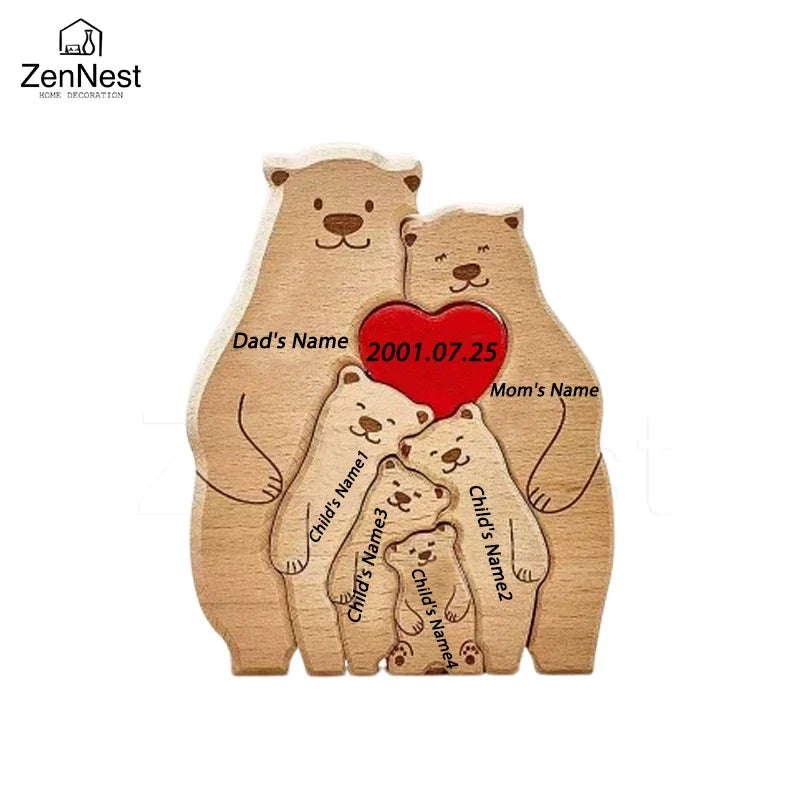 Bear Home Wooden Puzzle Personalized Custom Decor Heart Warmer