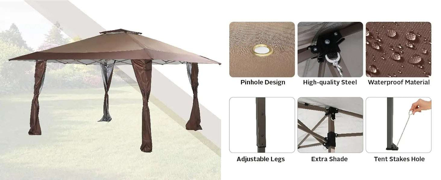 13'x13' Sun Shade Gazebo Canopy with Hardware Kits, Gazebo Shade for Patio Outdoor Garden Events Canopy