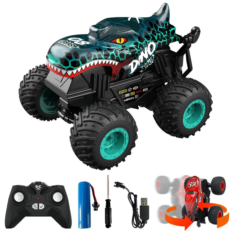 360 Degrees Rotating Dinosaur Shark RC CAR 1:20 Children's Music Lights Remote Control Stunt Car Children's Toy Car
