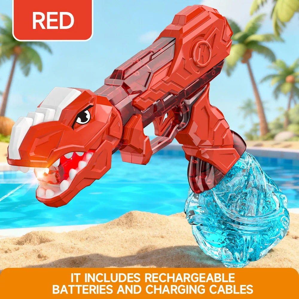 Electric Dinosaur Water Gun With LED Light Up Continuous Shooting Up to 8M Range Summer Pool Beach Toy for Kids Boys Girls