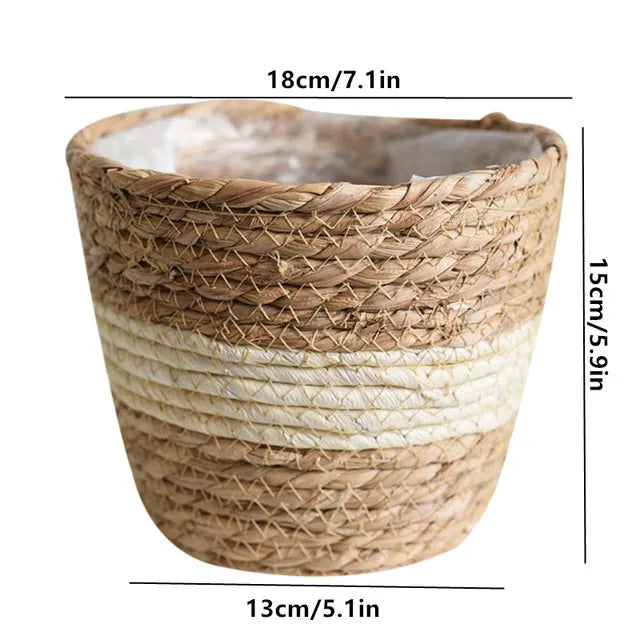 Straw Flower Pot Weaving Flower Plant Basket Grass Planter Basket Indoor Flower Pots Cover Plant Containers for Plantable Plants