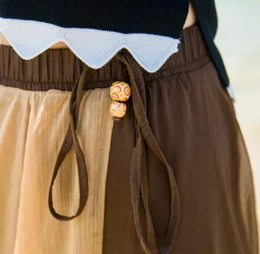 Summer Bohemian Skirt For Women Fashion Chiffon Color Matching A Bottomed Skirt Streetwear Falda Seaside Large Swing Skirts