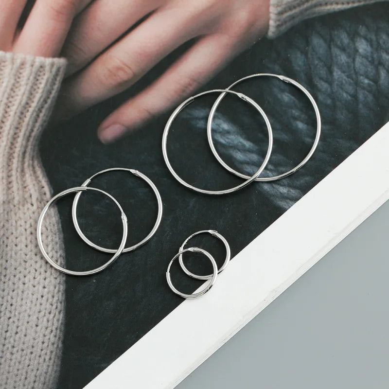 TrustDavis Real 925 Sterling Silver Earring Fashion Simple Korean Hoop Earrings For Women Charming Chic Party Fine Jewelry DD455