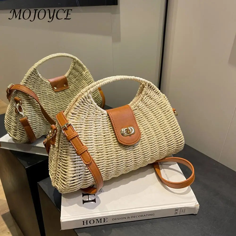 Women Crossbody Bags Handmade Summer Woven Shell Hand-Woven Bag Fashion Holiday Casual Simple Elegant Lady Beach Purse