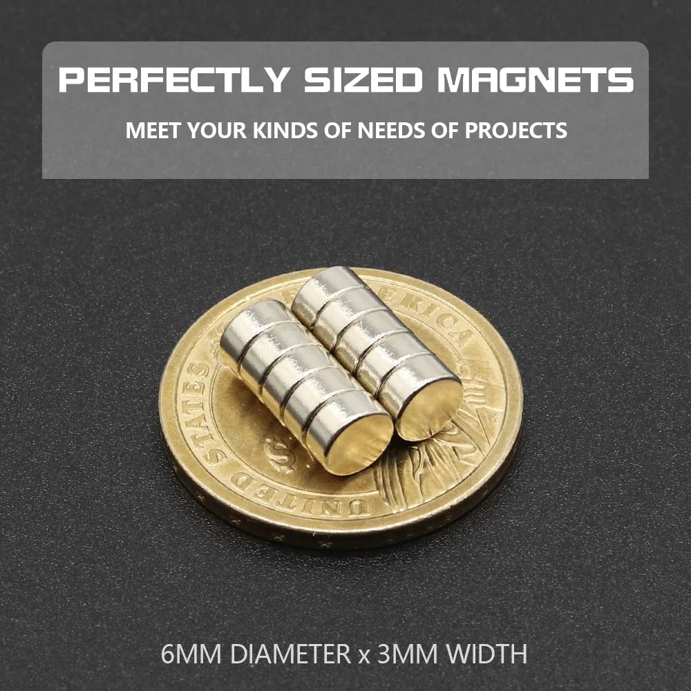 Super Powerful round Neodymium Magnet NdFeB N35 Strong Permanent Magnetic Imans for Refrigerator Various Sizes 2x2/4x2/5x1/6x2/8