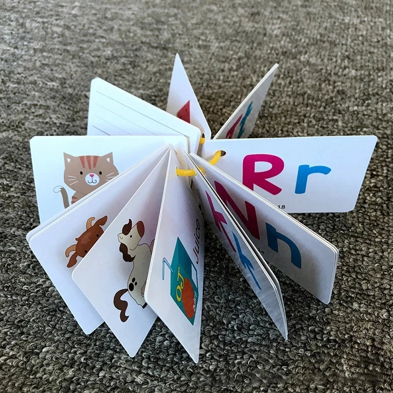 Wipe-able Alphabet Fun Cards Toy, Early Learning Educational Uppercase Lowercase Letters Gift For Kids, Spelling Animal Cartoon
