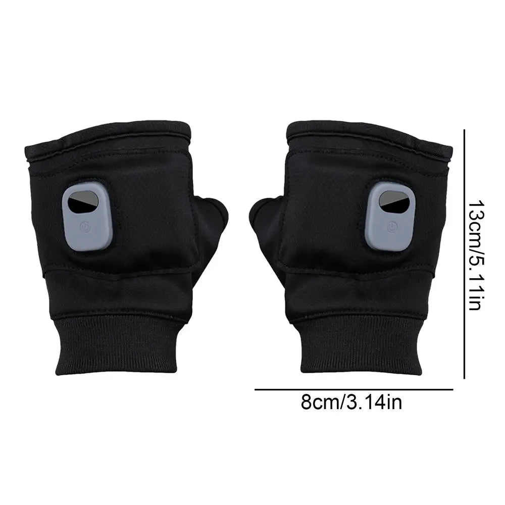 Electric USB Rechargeable Heated Gloves Fingerless Winter Hand Warmer Unisex Smart Touchscreen Fast Heating Gloves
