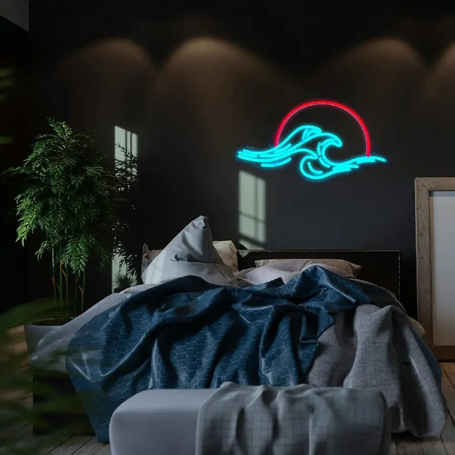 Sunrise Sunset Neon Sign Moon over Sea  LED Light Twilight Wave  Wall Signs for Room Decor Anime Neon Light Acrylic cloud Sign