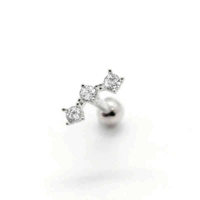 CANNER Pendientes Plata 925 Piercing Stud Earrings For Women Cubic Zirconia 925 Sterling Silver Cartilage Earring Jewerly 1pcs